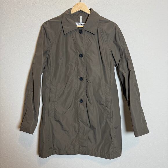 Women's Columbia Brown Button Front Rain Coat Size M - Picture 1 of 9